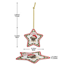 Load image into Gallery viewer, Pug Ornament - Personalized Star Shaped Christmas Folk-Art Design-Christmas Ornament-Christmas,Personalize Artwork,Pug-4
