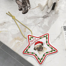 Load image into Gallery viewer, Pug Ornament - Personalized Star Shaped Christmas Folk-Art Design-Christmas Ornament-Christmas,Personalize Artwork,Pug-5