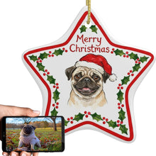 Load image into Gallery viewer, Pug Ornament - Personalized Star Shaped Christmas Folk-Art Design-Christmas Ornament-Christmas,Personalize Artwork,Pug-1