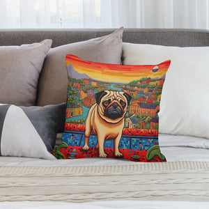Pug Overlook Plush Pillow Case-Cushion Cover-Dog Dad Gifts, Dog Mom Gifts, Home Decor, Pillows, Pug-2
