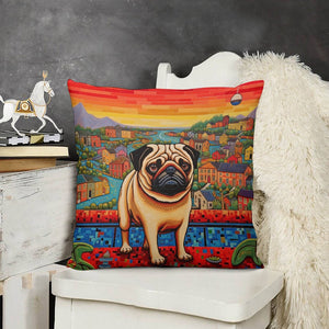 Pug Overlook Plush Pillow Case-Cushion Cover-Dog Dad Gifts, Dog Mom Gifts, Home Decor, Pillows, Pug-3