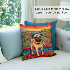 Pug Overlook Plush Pillow Case-Cushion Cover-Dog Dad Gifts, Dog Mom Gifts, Home Decor, Pillows, Pug-7