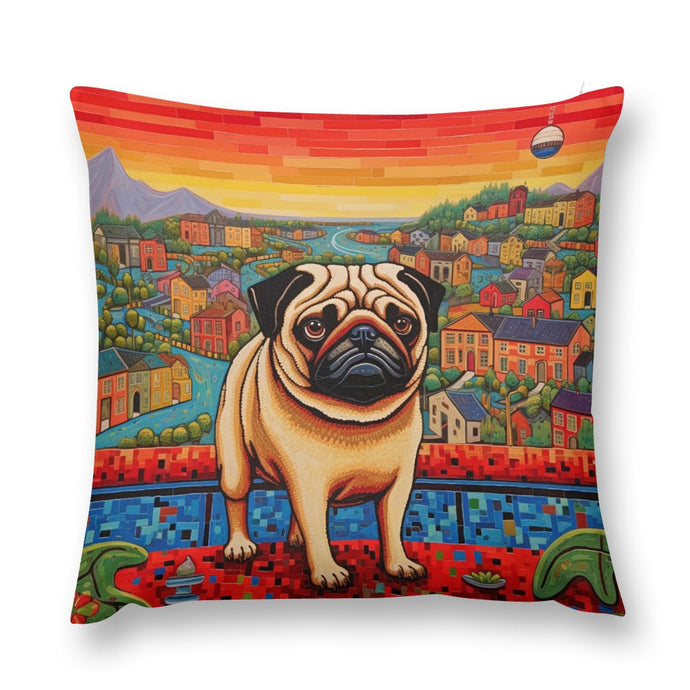 Pug Overlook Plush Pillow Case-Cushion Cover-Dog Dad Gifts, Dog Mom Gifts, Home Decor, Pillows, Pug-12 