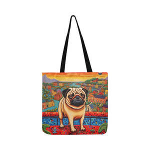 Pug Overlook Special Lightweight Shopping Tote Bag-Accessories-Accessories, Bags, Dog Dad Gifts, Dog Mom Gifts, Pug-White-ONESIZE-2