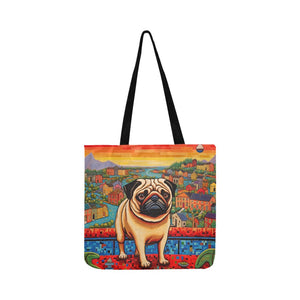 Pug Overlook Special Lightweight Shopping Tote Bag-Accessories-Accessories, Bags, Dog Dad Gifts, Dog Mom Gifts, Pug-White-ONESIZE-1