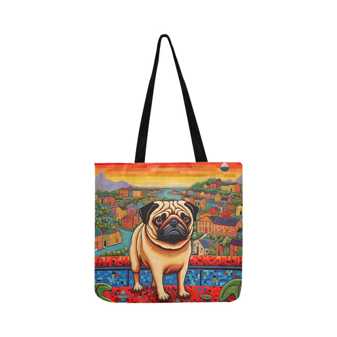 Pug Overlook Special Lightweight Shopping Tote Bag-Accessories-Accessories, Bags, Dog Dad Gifts, Dog Mom Gifts, Pug-White-ONESIZE-1