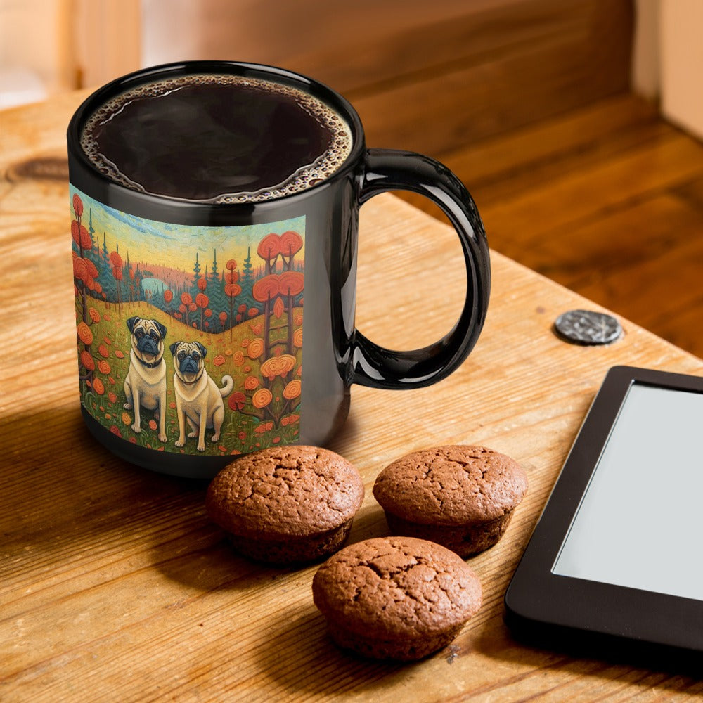 Pug Pair in Autumn's Embrace Coffee Mug-ONE SIZE-Black-1