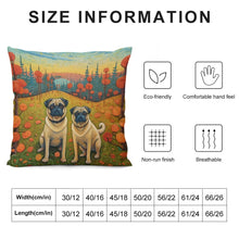 Load image into Gallery viewer, Pug Pair in Autumn&#39;s Embrace Plush Pillow Case-Cushion Cover-Dog Dad Gifts, Dog Mom Gifts, Home Decor, Pillows, Pug-6