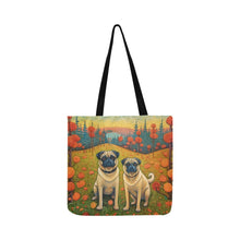 Load image into Gallery viewer, Pug Pair in Autumn&#39;s Embrace Special Lightweight Shopping Tote Bag-Accessories-Accessories, Bags, Dog Dad Gifts, Dog Mom Gifts, Pug-White-ONESIZE-2