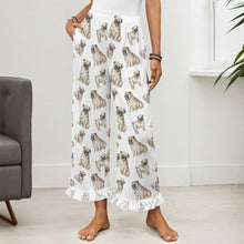 Load image into Gallery viewer, Pug Pajama Pants for Women - Ruffle Hem Design - Watercolor Symphony Fawn Pugs-Pajamas-Apparel,Dog Mom Gifts,Pajamas,Pug-12