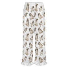 Load image into Gallery viewer, Pug Pajama Pants for Women - Ruffle Hem Design - Watercolor Symphony Fawn Pugs-Pajamas-Apparel,Dog Mom Gifts,Pajamas,Pug-13