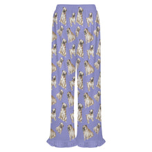 Load image into Gallery viewer, Pug Pajama Pants for Women - Ruffle Hem Design - Watercolor Symphony Fawn Pugs-Pajamas-Apparel,Dog Mom Gifts,Pajamas,Pug-16