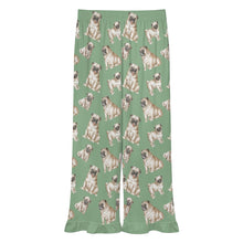 Load image into Gallery viewer, Pug Pajama Pants for Women - Ruffle Hem Design - Watercolor Symphony Fawn Pugs-Pajamas-Apparel,Dog Mom Gifts,Pajamas,Pug-19