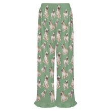 Load image into Gallery viewer, Pug Pajama Pants for Women - Ruffle Hem Design - Watercolor Symphony Fawn Pugs-Pajamas-Apparel,Dog Mom Gifts,Pajamas,Pug-20