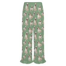 Load image into Gallery viewer, Pug Pajama Pants for Women - Ruffle Hem Design - Watercolor Symphony Fawn Pugs-Pajamas-Apparel,Dog Mom Gifts,Pajamas,Pug-22