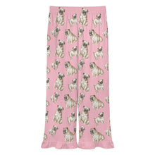 Load image into Gallery viewer, Pug Pajama Pants for Women - Ruffle Hem Design - Watercolor Symphony Fawn Pugs-Pajamas-Apparel,Dog Mom Gifts,Pajamas,Pug-5