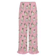 Load image into Gallery viewer, Pug Pajama Pants for Women - Ruffle Hem Design - Watercolor Symphony Fawn Pugs-Pajamas-Apparel,Dog Mom Gifts,Pajamas,Pug-8