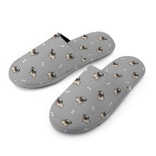 Load image into Gallery viewer, Pug Slippers for Women - Happy Pug Playtime - Flannel-Slippers-25