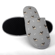 Load image into Gallery viewer, Pug Slippers for Women - Happy Pug Playtime - Flannel-Slippers-29