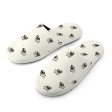 Load image into Gallery viewer, Pug Slippers for Women - Happy Pug Playtime - Flannel-Slippers-2