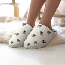 Load image into Gallery viewer, Pug Slippers for Women - Happy Pug Playtime - Flannel-Slippers-4