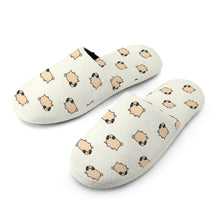 Load image into Gallery viewer, Pug Slippers for Women - Playful Pug Parade - Flannel-Slippers-4