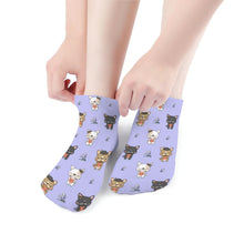 Load image into Gallery viewer, Pug Socks - Ankle Length - Adorable French Bulldog Flowers and Hearts-Accessories-Accessories,Dog Dad Gifts,Pug,Socks-17