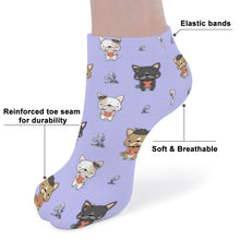 Load image into Gallery viewer, Pug Socks - Ankle Length - Adorable French Bulldog Flowers and Hearts-Accessories-Accessories,Dog Dad Gifts,Pug,Socks-20