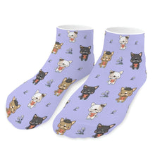 Load image into Gallery viewer, Pug Socks - Ankle Length - Adorable French Bulldog Flowers and Hearts-Accessories-Accessories,Dog Dad Gifts,Pug,Socks-Lavender-One size-16
