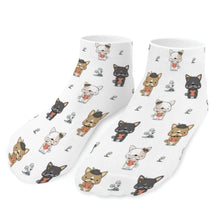 Load image into Gallery viewer, Pug Socks - Ankle Length - Adorable French Bulldog Flowers and Hearts-Accessories-Accessories,Dog Dad Gifts,Pug,Socks-White-One size-6