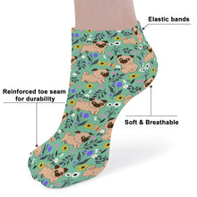 Load image into Gallery viewer, Pug Socks - Ankle Length - Flower Garden Pug-Accessories-Accessories,Dog Dad Gifts,Pug,Socks-20