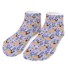 Load image into Gallery viewer, Pug Socks - Ankle Length - Flower Garden Pug-Accessories-Accessories,Dog Dad Gifts,Pug,Socks-Lavender-One size-6