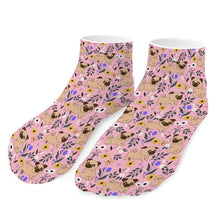 Load image into Gallery viewer, Pug Socks - Ankle Length - Flower Garden Pug-Accessories-Accessories,Dog Dad Gifts,Pug,Socks-Pink-One size-11