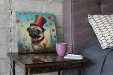 Load image into Gallery viewer, Pug The Magician Framed Wall Art Poster-Art-Dog Art, Home Decor, Pug-Framed Light Canvas-Small - 8x8&quot;-1