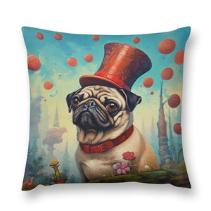 Pug The Magician Plush Pillow Case-Cushion Cover-Dog Dad Gifts, Dog Mom Gifts, Home Decor, Pillows, Pug-12 "×12 "-1