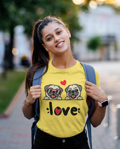 My Pug My Biggest Love Women's Cotton T-Shirt - 4 Colors-Apparel-Apparel, Pug, Shirt, T Shirt-Yellow-S-2