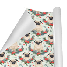 Load image into Gallery viewer, Pug Winter Floral Festivity Christmas Gift Wrapping Paper - 2 Rolls-Christmas Ornament-Christmas,Pug,Wrapping Paper-4