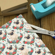 Load image into Gallery viewer, Pug Winter Floral Festivity Christmas Gift Wrapping Paper - 2 Rolls-Christmas Ornament-Christmas,Pug,Wrapping Paper-2