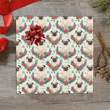Load image into Gallery viewer, Pug Winter Floral Festivity Christmas Gift Wrapping Paper - 2 Rolls-Christmas Ornament-Christmas,Pug,Wrapping Paper-1