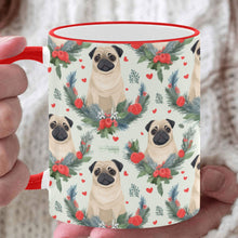 Load image into Gallery viewer, Pug Winter Floral Festivity Christmas Mug-White4-ONE SIZE-1