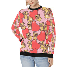 Load image into Gallery viewer, Pug with Big Red Hearts Women&#39;s Sweatshirt-Apparel-Apparel, Pug, Sweatshirt-Pink-XS-7
