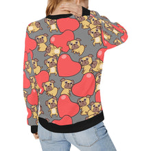 Load image into Gallery viewer, Pug with Big Red Hearts Women&#39;s Sweatshirt-Apparel-Apparel, Pug, Sweatshirt-8