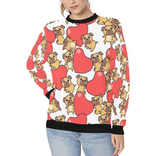 Load image into Gallery viewer, Pug with Big Red Hearts Women&#39;s Sweatshirt-Apparel-Apparel, Pug, Sweatshirt-White-XS-1