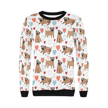 Load image into Gallery viewer, Pug with Multicolor Hearts Women&#39;s Sweatshirt-Apparel-Apparel, Pug, Sweatshirt-5