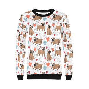 Pug with Multicolor Hearts Women's Sweatshirt-Apparel-Apparel, Pug, Sweatshirt-5