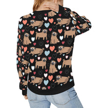 Load image into Gallery viewer, Pug with Multicolor Hearts Women&#39;s Sweatshirt-Apparel-Apparel, Pug, Sweatshirt-6