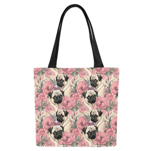 Pugs and Pink Petals Large Canvas Tote Bags - Set of 2-Accessories-Accessories, Bags, Pug-White-ONESIZE-5