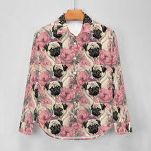 Load image into Gallery viewer, Pugs and Pink Petals Women&#39;s Shirt-Apparel-Apparel, Pug, Shirt-3