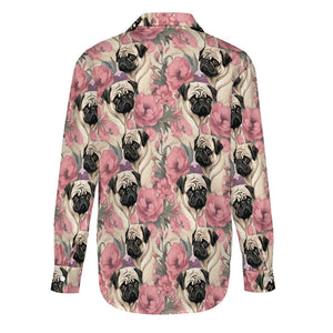 Pugs and Pink Petals Women's Shirt-Apparel-Apparel, Pug, Shirt-4