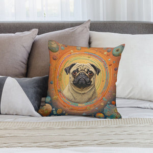 Pug's Celestial Reverie Plush Pillow Case-Cushion Cover-Dog Dad Gifts, Dog Mom Gifts, Home Decor, Pillows, Pug-2